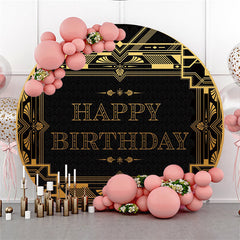 Gold Und Schwarz Thema Glücklich Geburtstag Runden Hintergrund