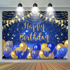 Gold Und Marine Blau Luftballons Funkeln Geburtstag Hintergrund
