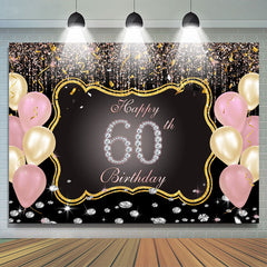 Gold Und Rosa Luftballons 60 Glücklich Geburtstag Hintergrund