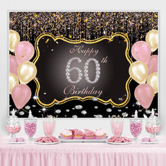 Gold Und Rosa Luftballons 60 Glücklich Geburtstag Hintergrund