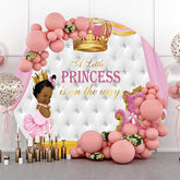 Gold Und Rosa Krone Runden Prinzessin Baby Dusche Hintergrund