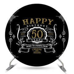 Gold Und Weiß Glücklich 50 Jahre Geburtstag Schwarz Hintergrund