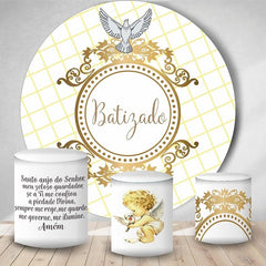 Gold Und Weiß Kinder Taube Runden Baby Dusche Hintergrund