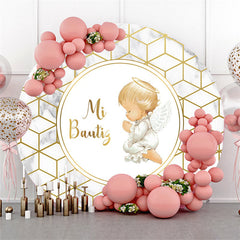 Gold Baby Diamant Muster Babydusche Runden Hintergrund