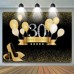 Gold Ballon Schwarz Bokeh 30 Glücklich Geburtstag Hintergrund