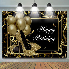 Gold Luftballons Und Funkeln Absätze Glücklich Geburtstag Hintergrund
