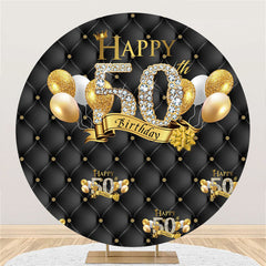 Gold Luftballons Schwarz Glücklich 50 Geburtstag Runden Hintergrund