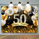 Gold Luftballons Bokeh Funkeln Glücklich 50 Geburtstag Hintergrund