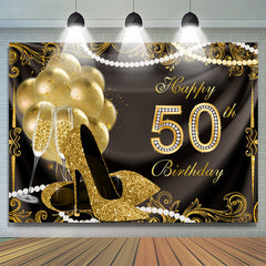 Gold Luftballons Funkeln 50 Glücklich Geburtstag Hintergrund