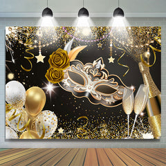 Gold Luftballons Maske Funkeln Glücklich Geburtstag Backdorp