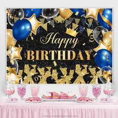 Gold Schwarz Funkeln Luftballons Glücklich Geburtstag Hintergrund