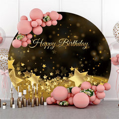 Gold Bokeh Stern Runden Schwarz Glücklich Geburtstag Hintergrund