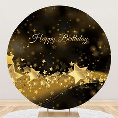 Gold Bokeh Stern Runden Schwarz Glücklich Geburtstag Hintergrund
