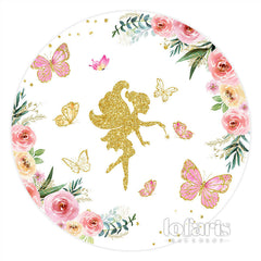 Gold Schmetterling Fee Blumen Runden Geburtstag Hintergrund