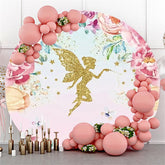 Gold Schmetterling Fee Glücklich Geburtstag Kreis Hintergrund