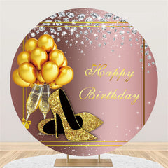 Gold Kreis Rose Gold Highheel Ballon Geburtstag Hintergrund