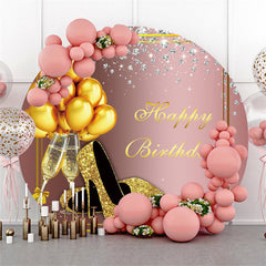 Gold Kreis Rose Gold Highheel Ballon Geburtstag Hintergrund