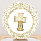 Gold Krone Und Abstrakt Linien Runden Baby Dusche Hintergrund