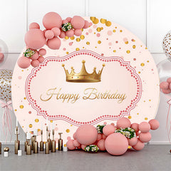 Gold Krone Punkte Rosa Glücklich Geburtstag Kreis Hintergrund