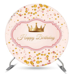 Gold Krone Punkte Rosa Glücklich Geburtstag Kreis Hintergrund
