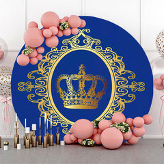 Gold Krone königlich Blau Geburtstag Party Runden Hintergrund