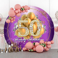 Gold Diamant Ballon 50 Geburtstag Runden Hintergrund