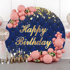 Gold Diamanten Runden Marine Blau Glücklich Geburtstag Hintergrund
