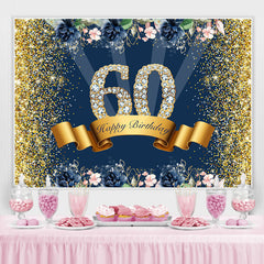 Gold Funkeln Und Blumen Glücklich 60 Geburtstag Hintergrund