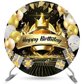 Gold Funkeln Luftballons Glücklich Geburtstag Runden Hintergrund
