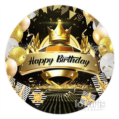 Gold Funkeln Luftballons Glücklich Geburtstag Runden Hintergrund