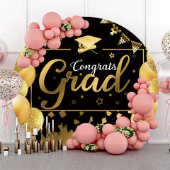 Gold Funkeln Luftballons Runden Schwarz Glückwunsch Grad Hintergrund