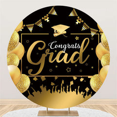Gold Funkeln Luftballons Runden Schwarz Glückwunsch Grad Hintergrund