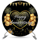 Gold Funkeln Luftballons Runden Glücklich Jubiläum Hintergrund