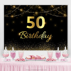 Gold Funkeln Schwarz Bokeh 50 Geburtstag Party Hintergrund
