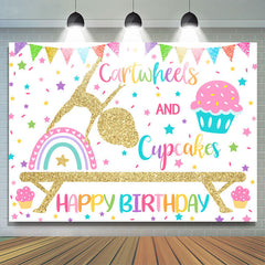Gold Funkeln Radschläge Und Cupcakes Geburtstag Hintergrund