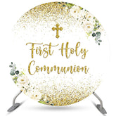 Gold Funkeln Erste Heilig Runden Baby Dusche Hintergrund