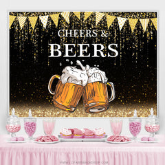 Gold Funkeln Flaggen Schwarz Beifall Biere Geburtstag Hintergrund
