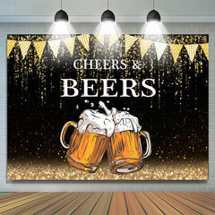 Gold Funkeln Flaggen Schwarz Beifall Biere Geburtstag Hintergrund