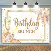 Gold Funkeln Blumen Geburtstag Brunch Hintergrund Für Mädchen