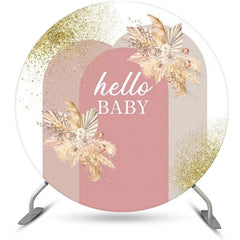 Gold Funkeln Blumen Kreis Boho Babydusche Hintergrund