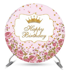 Gold Funkeln Blumen Kreis Mädchen Geburtstag Hintergrund