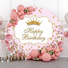 Gold Funkeln Blumen Kreis Mädchen Geburtstag Hintergrund