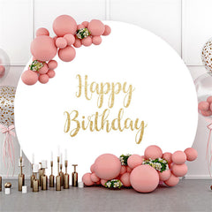 Gold Funkeln Glücklich Geburtstag Runden Rein Weiß Hintergrund