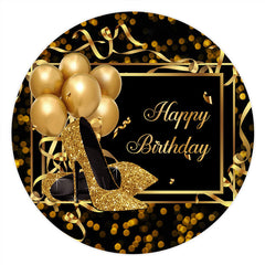 Gold Funkeln Absätze Und Luftballons Runden Geburtstag Hintergrund