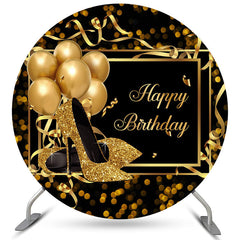 Gold Funkeln Absätze Und Luftballons Runden Geburtstag Hintergrund