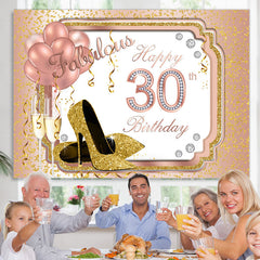 Gold Funkeln Absätze Und Rosa Ballon 30 Geburtstag Hintergrund