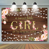 Gold Funkeln Wenig Mädchen Drehen Eins Geburtstag Hintergrund