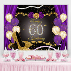 Gold Funkeln Lila Rose 60 Glücklich Geburtstag Hintergrund