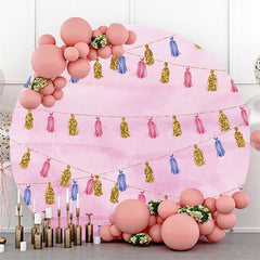 Gold Funkeln Runden Rosa Geburtstag Backdorp Für Mädchen