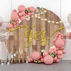 Gold Funkeln Sie Sagte Ja Runden Blumen Hochzeit Hintergrund